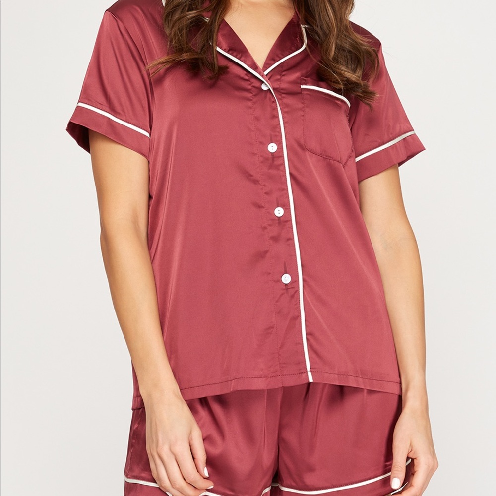 3 piece satin pajama set